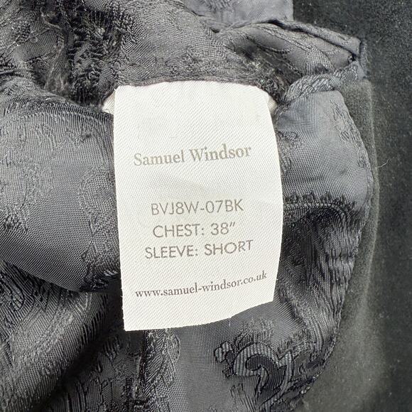 SAMUEL WINDSOR Mens Velvet Single Button Blazer Size 38S Black Regent Jacket - Picture 6 of 11